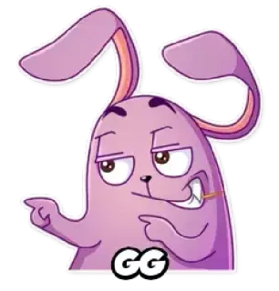 👍 GG cartoon, rabbit, bunny, sticker, animal, character telegram sticker
