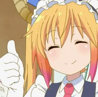 💈 Tohru Miss Kobayashi's Dragon Maid Anime, Dragón, Maid, Tohru, Pulgares arriba, Lindo telegram sticker