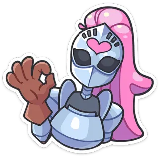 👌 기사, 갑옷, 귀여운, 분홍 머리, 만화, 스티커 telegram sticker