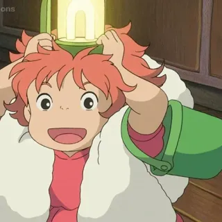 🐽 Ponyo Anime, Ghibli, Desenho animado, Fofo, Peixe, Mar, Animação whatsapp sticker