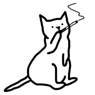 😌 猫, タバコ, 喫煙, 漫画, 動物, ペット telegram sticker