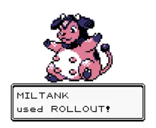 🐄 Miltank Pokemon MILTANK used ROLLOUT! video game, pokemon, miltank, rollout, game telegram sticker