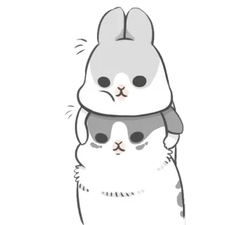 😯 bunny, rabbit, cute, animals, kawaii, cartoon telegram sticker