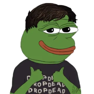 😌 Pepe the Frog DROP DEAD DROP DEAD Pepe the Frog, meme, cartoon, internet culture, frog whatsapp sticker