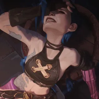 ✖ Jinx Arcane Jinx, Arcane, personaggio, videogioco, League of Legends telegram sticker