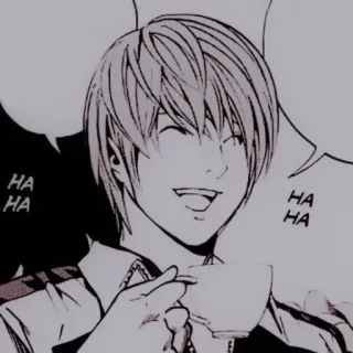 🕷 Light Yagami Death Note HA HA HA death note, anime, light yagami, manga, tè, ridere telegram sticker