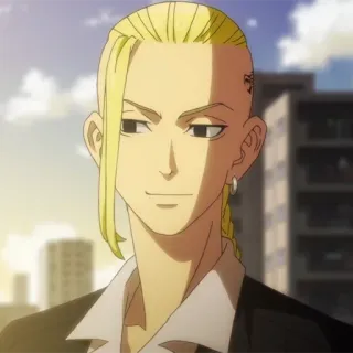 👑 Ken Ryuguji Tokyo Revengers Аниме, Персонаж, улыбающийся, блондинка, серьга telegram sticker