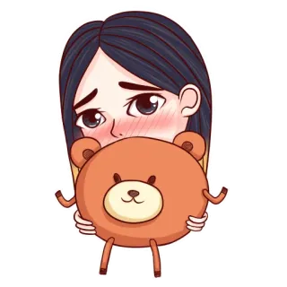 😳 dễ thương, cô gái, gấu bông, kawaii, hoạt hình, nhãn dán telegram sticker