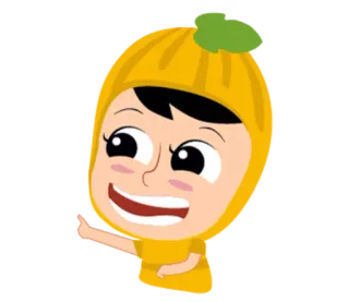 😄 personaggio, cartone animato, ragazza, arancione, zucca, carino telegram sticker