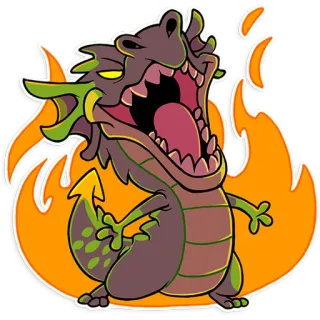 👹 dragão, desenho animado, fogo, monstro, fantasia, animal telegram sticker