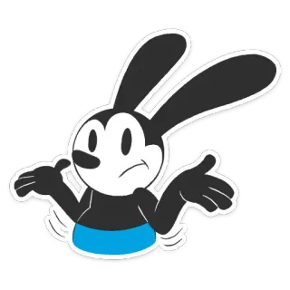 🤷‍♂️ Oswald the Lucky Rabbit Oswald el conejo afortunado, personaje de dibujos animados, conejo, animación, Disney, encogiéndose de hombros telegram sticker