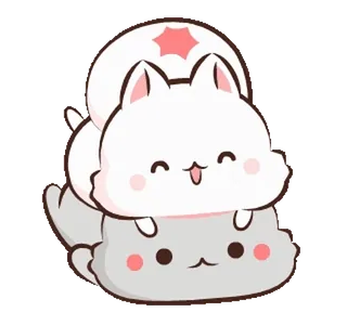 ❤️ gatto, gattino, carino, kawaii, animale, impilare, cartone animato telegram sticker