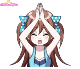🙏 Аниме, Кавай, Милый, Девушка, Счастливый, Праздновать whatsapp sticker