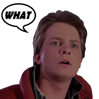❔ Marty McFly Back to the Future WHAT Marty McFly, Back to the Future, surprise, question, shock, movie scene telegram sticker