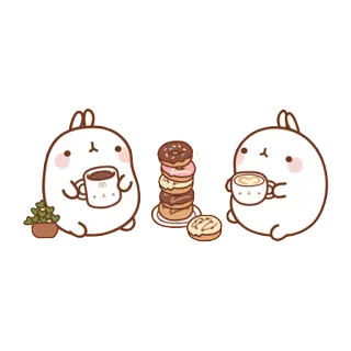 🍩 rabbit, coffee, cute, donut, friends, kawaii telegram sticker