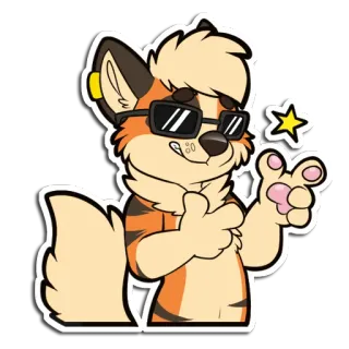😎 furry, cool, sunglasses, finger guns, cartoon, anthropomorphic, cute, paw pads telegram sticker