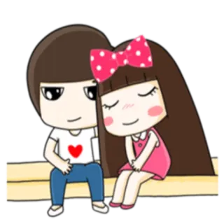 💑 Dessin animé, Couple, Amour, Relation, Mignon, Coeur, Romance telegram sticker