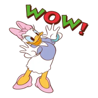 🎅 Daisy Duck WOW! Cartoon, Disney, Daisy Duck, Wow, Glücklich, Aufgeregt telegram sticker