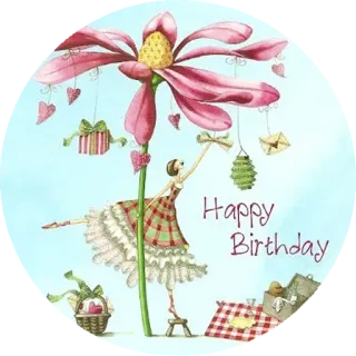 ☹️ Happy Birthday Geburtstag, Blume, Gruß, Feier, Geschenk, Mädchen, Kunst, Zeichnung telegram sticker