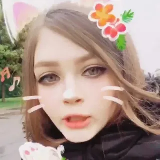 😤 oreilles de chat, fleur, filtre, fille, visage telegram sticker
