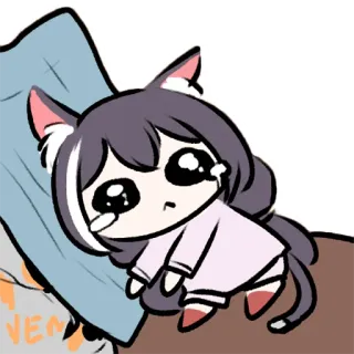 🥺 weinen, anime, traurig, katze, mädchen, cartoon whatsapp sticker