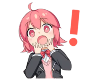 🙀 anime, girl, exclamation point, surprise, shocked, cute, kawaii telegram sticker