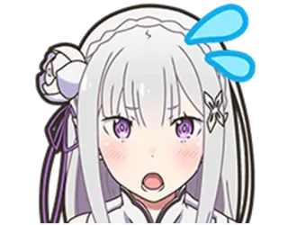 😰 Emilia Re:Zero Anime, Ragazza, Carina, Spaventata, Sudore, Nervosa, Imbarazzata telegram sticker