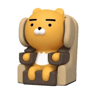 💬 Ryan ไรอัน, Kakao Friends, เกาหลี, หมี, การ์ตูน, ตัวการ์ตูน telegram sticker