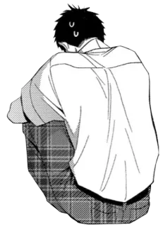 🤒 грустный, сидит, сидящий на корточках, аниме, манга telegram sticker