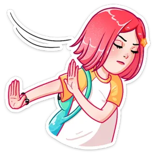 🤚 girl, stop, hand, cartoon, illustration, character whatsapp sticker