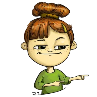 😊 dessin animé, fille, personnage, pointage, expression, art whatsapp sticker