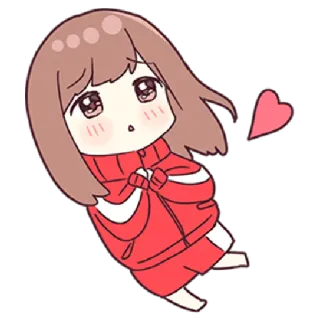 😍 schattig, anime, meisje, hart, kawaii, chibi telegram sticker