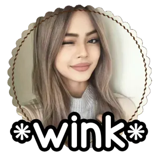 😉 *wink* wink, cute, girl, smiling, portrait, sticker telegram sticker
