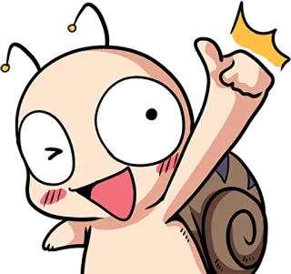 😉 caracol, dibujos animados, feliz, pulgar arriba, lindo whatsapp sticker