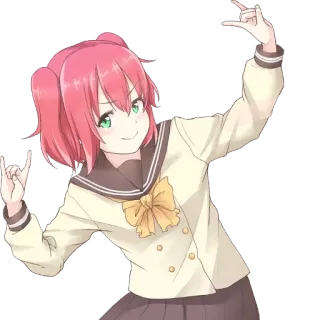✌️ アニメ, 女の子, 制服, 元気, 可愛い, ピンク髪 telegram sticker