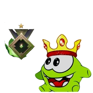 🐸 Om Nom, Cut the Rope, Мультфильм, Зеленый, Корона, Игра, Конфета telegram sticker