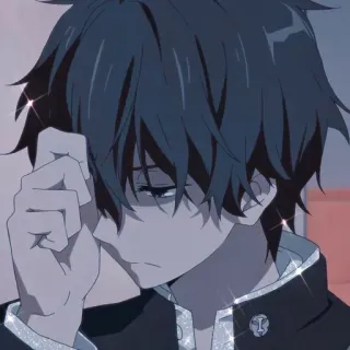 🎐 Anime, Chico, Personaje, Triste, Uniforme telegram sticker
