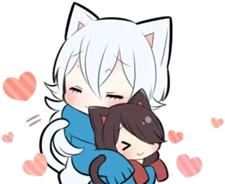 ❤️ gato, lindo, anime, kawaii, abrazando, amigos telegram sticker