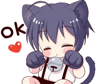 👌 ok chat, ok, animé, cœur, mignon, kawaii telegram sticker