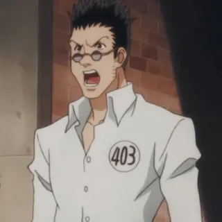 🇯🇵 Leorio Hunter x Hunter 403 anime, hunterxhunter, leorio, character, glasses, angry telegram sticker