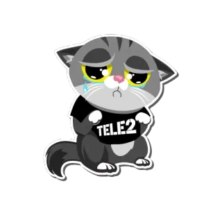 😿 TELE2 kucing, menangis, kartun, Tele2 whatsapp sticker