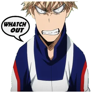 ⚠️ Bakugo My Hero Academia WHATCH OUT Anime, My Hero Academia, Bakugo, Manga, Enojado, Expresión, Advertencia telegram sticker