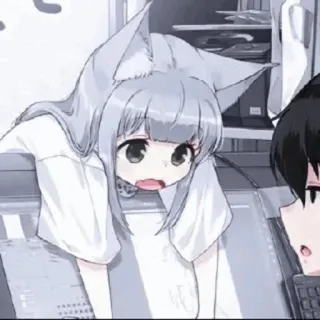 〰️ anime, manga, cute, cat girl, ears telegram sticker