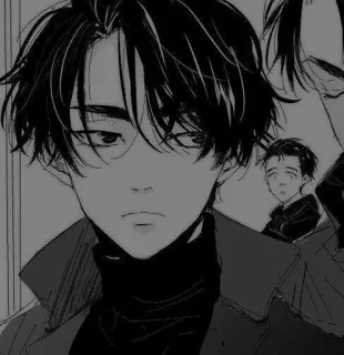 ⚓️ anime, manga, portrait, black and white, illustration telegram sticker