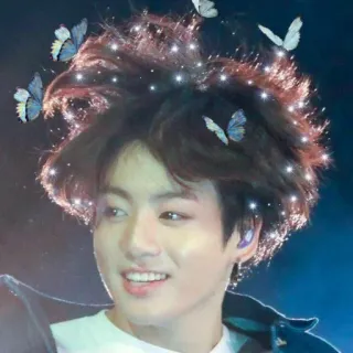 🌸 kpop, певец, бабочки, портрет, блестки, молодой человек telegram sticker