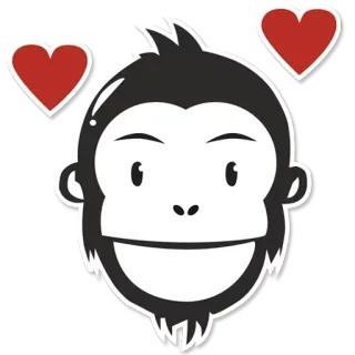 🥰 aap, gezicht, hart, schattig, dier, cartoon telegram sticker