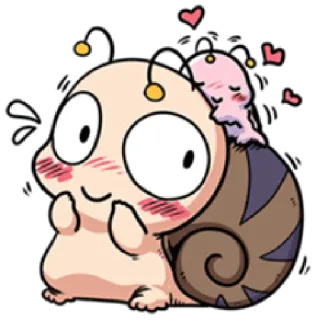 🥰 niedlich, Cartoon, Figur, Schnecke, Freund, kawaii telegram sticker