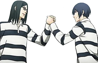 🤝 Prison School Anime, Prisión, Amistad, Colaboración, Rayas, Uniforme whatsapp sticker