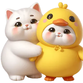 🤗 kot, kaczka, słodkie, kawaii, naklejka, kreskówka telegram sticker