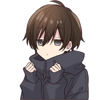 ✊ Anime, Menino, Moletom com capuz, Entediado, Triste, Fofo telegram sticker